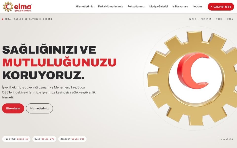 Desktop view of the website we designed for Elma OSGB